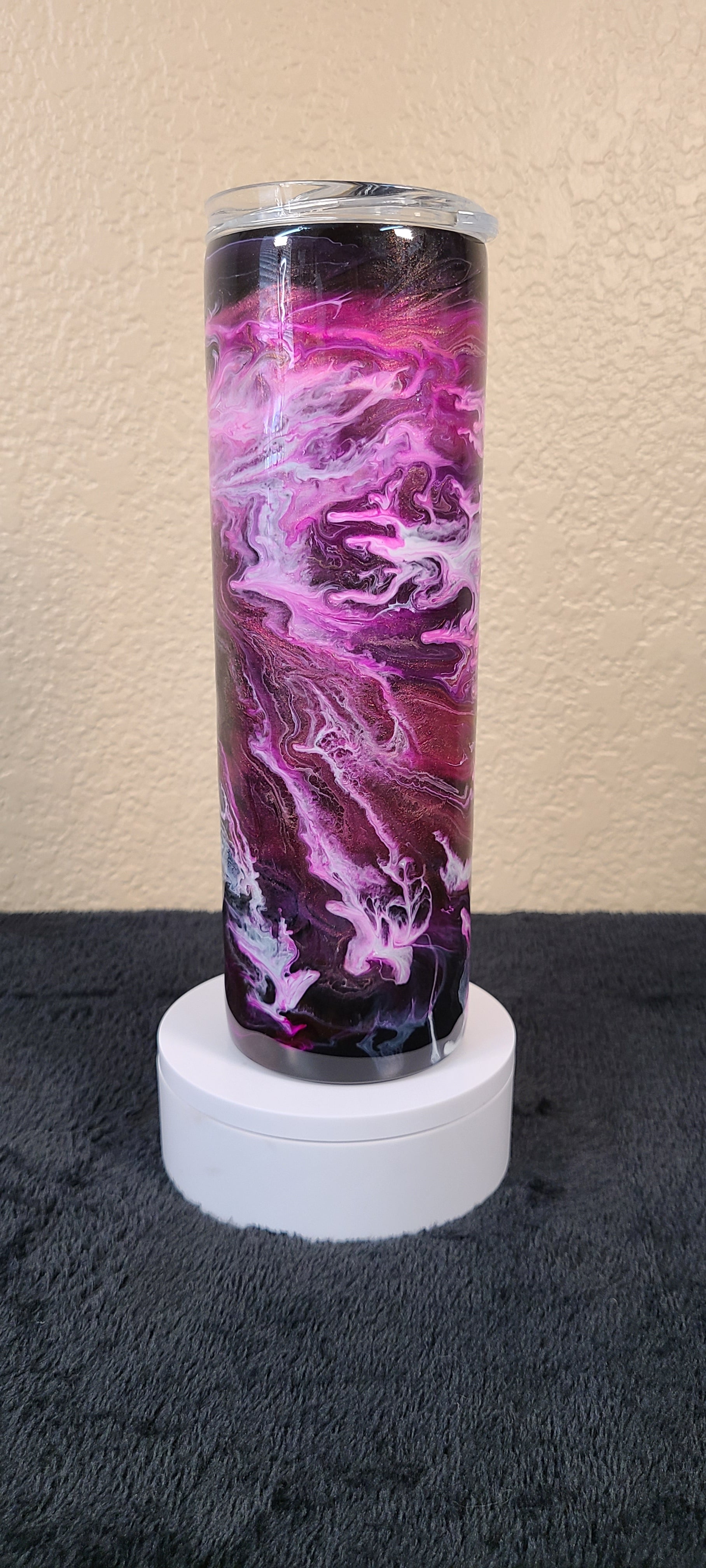 Pink and Silver Swirl Design Skinny Tumbler – Vickie's Creation